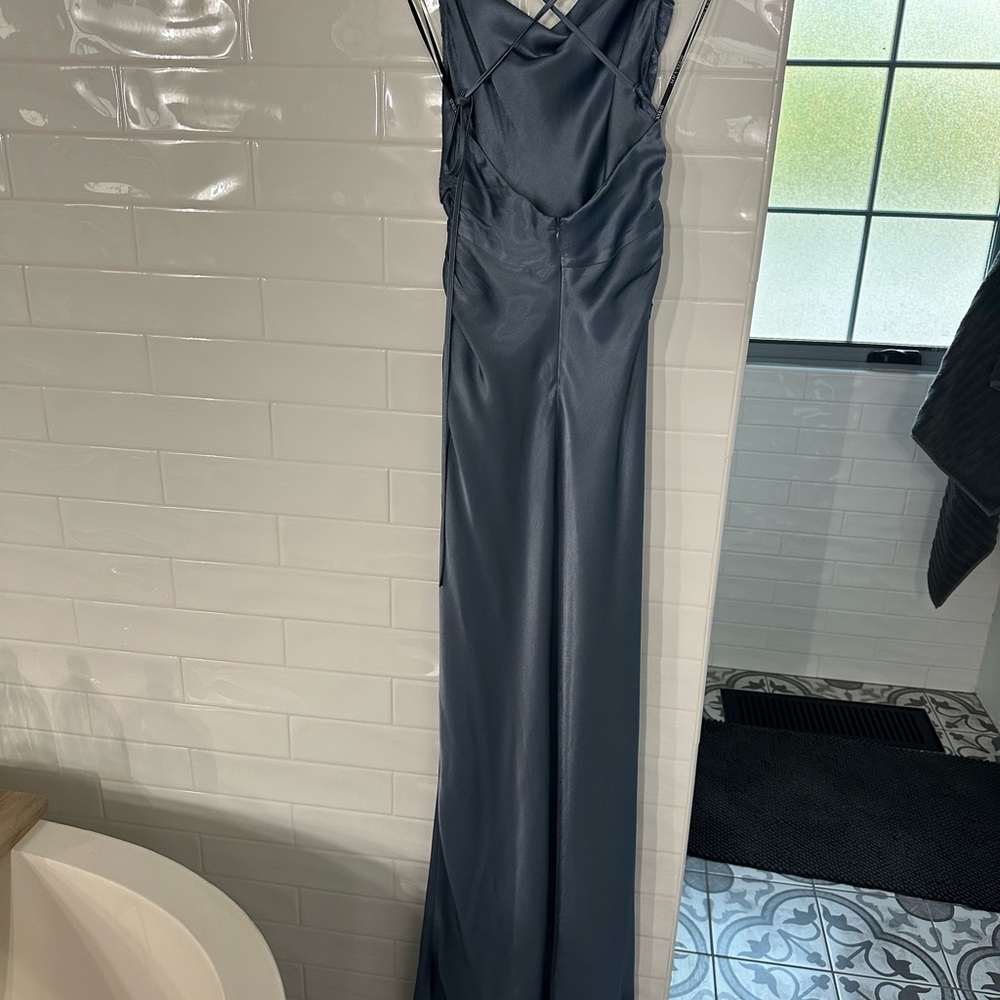 Shona joy  la lune lace back dress  blue smoke